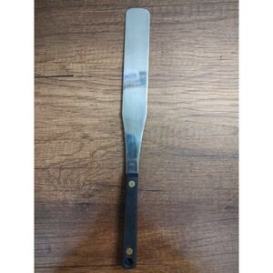 Vintage Stainless Steel Cake Icing Spatula Black Handle Made In Japan U48